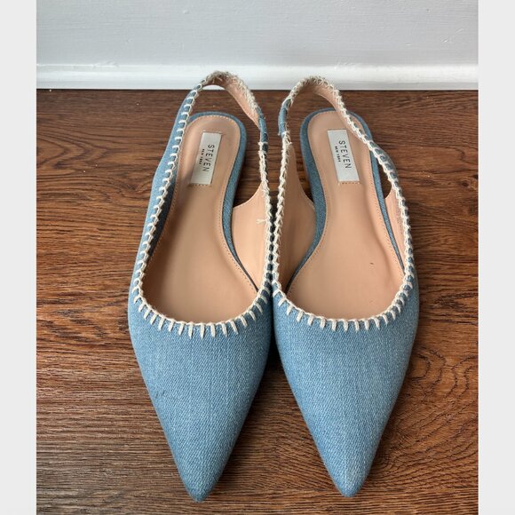 Steven Madden Denim Blue Blue Malina Slingback Flats - Size 9.5 - Picture 2 of 4